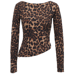 迷迭舞原创新款肚皮舞上衣2026豹纹长袖舞蹈运动瑜伽健身练功上衣