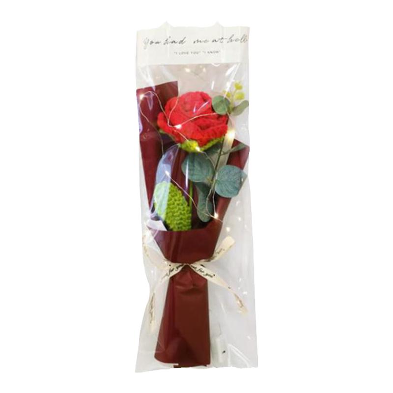 教师节小花束成品手工毛线编织玫瑰花康乃馨单支向日葵送老师礼物