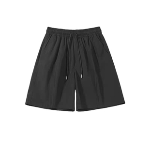 藏青色速干短裤运动男款夏季美式斜切健身裤子外穿休闲训练五分裤