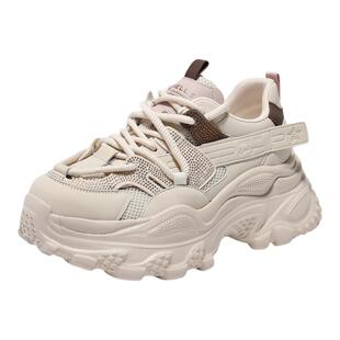 百丽女鞋子厚底增高老爹鞋女春季新款轻便舒适运动休闲鞋D7F1DAM5