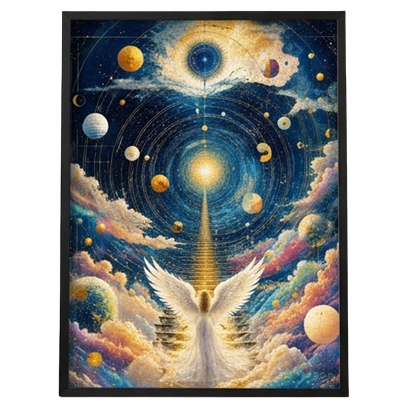 星阶谒天拼图1000片木质带相框蓝卡星空神秘感装饰挂画高难度玩具