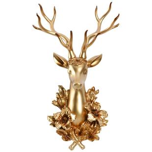 鹿头壁挂轻奢招财仿真动物头装饰客厅电视墙玄关酒吧会所挂件壁饰
