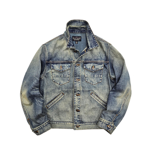 西里布日系复古洗水做旧牛仔R608工装夹克外套男阿美咔叽非rrl