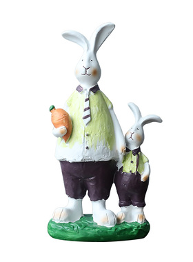 美式创意情侣兔子桌面摆件 客厅电视柜摆设家居房间家居装饰品