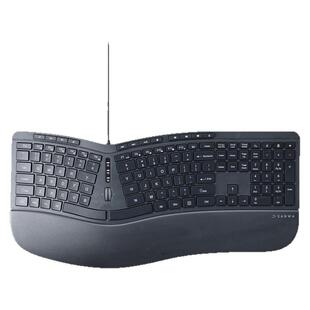 日本SANWA人体工学键盘带腕托HUB拓展游戏办公家用有线双系统可用