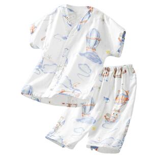 贝肽斯宝宝睡衣女童夏季薄款2025新款家居服套装男孩宝宝短袖夏装