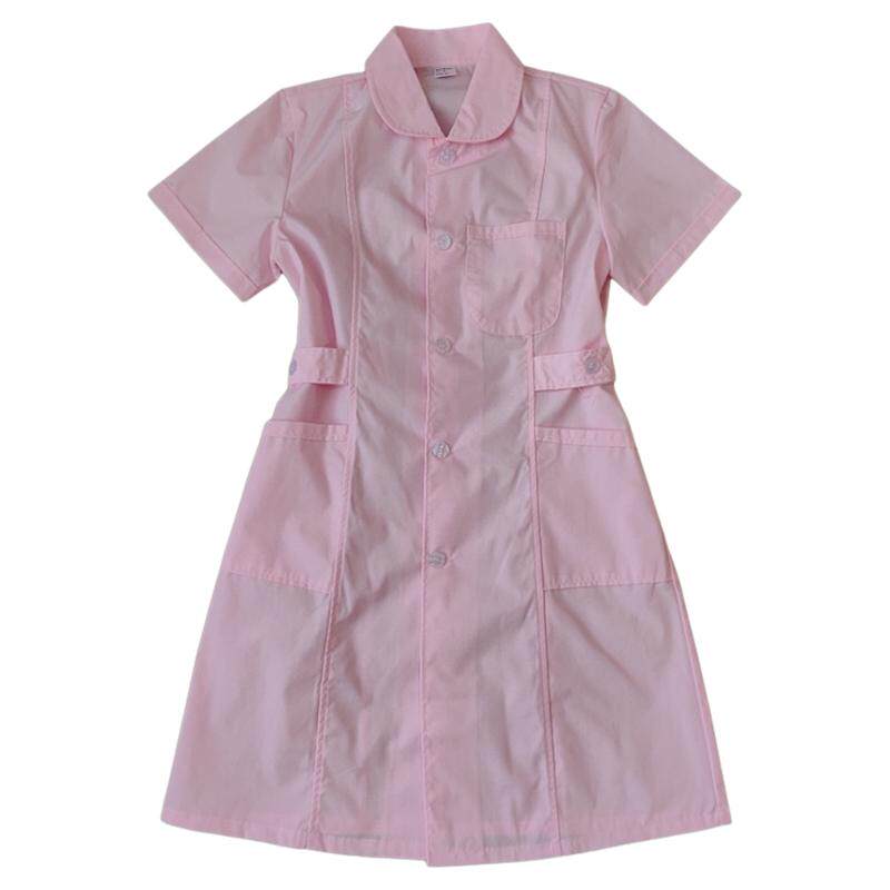 护士服短袖粉色西服领v领短袖女娃娃圆领医院药店美容院工作服套