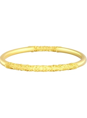 国潮复古镀金紫金花卷草纹手镯