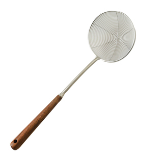 舍里304不锈钢胡桃木柄漏勺家用过滤网厨房线漏网筛油炸笊篱捞勺