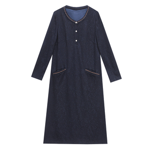 洋气妈妈春秋装长袖连衣裙2026新款中老年女士喜婆婆婚宴礼服裙子