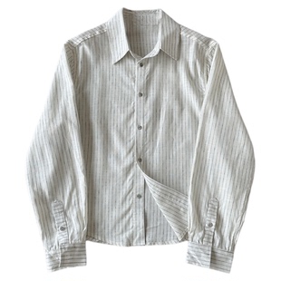 H1c 条纹*天丝亚麻高智感Boxy长袖衬衫 硬挺有型/优雅松弛