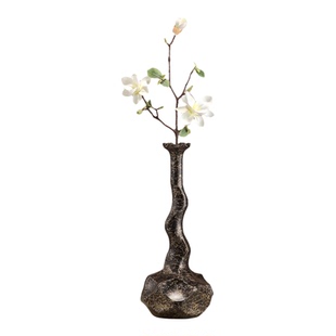 现代新中式高级细长竖高花瓶入户玄关隔断格栅柜摆件客厅花艺装饰