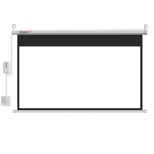 定制抗光电动投影幕布遥控升降四方外壳高清92寸133寸150寸180寸200寸250寸300寸贴顶壁挂工程幕定做110v电机