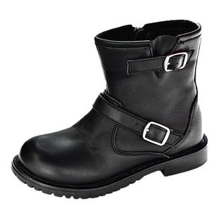 贝然真皮儿童马丁靴女童靴子2025新款冬公主风加绒棉靴保暖骑士靴