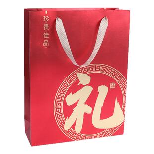 珍贵佳品红色手提袋纸袋子通用燕窝海参鱼胶石斛西洋参礼品盒包装