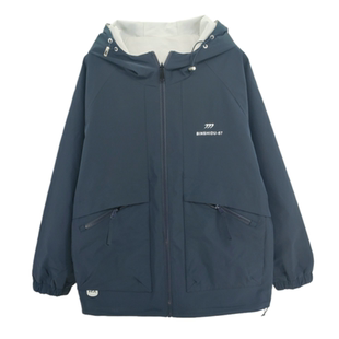 艾迪亚多春款2026男大童双面穿连帽外套潮流初高中生宽松休闲风衣