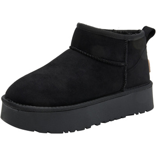 大东女鞋雪地靴2025冬季新款时尚加厚女短靴保暖厚底短筒圆头女靴