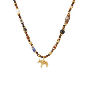 飒米2026马年本命年小马项链新年礼物女长毛衣链能量石混珠高级感