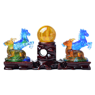 宋韶光2026马年吉祥物生肖琉璃摆件吊坠 生肖属马 马羊喜合摆件