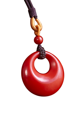 阿七朱砂公主平安扣吊坠项链