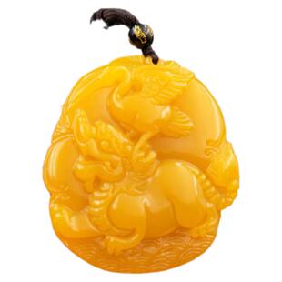 和田玉独占鳌头吊坠黄龙玉龙龟仙鹤挂件龟鹤献寿玉坠男女款玉牌子