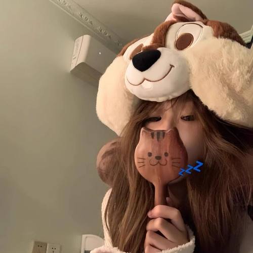 u型枕连帽护颈枕脖子花栗鼠长途旅行飞机枕戴帽雪莉玫女便携饼饼