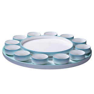 龙腾四海龙虾摆盘圆形陶瓷创意组合拼盘网红海鲜干冰刺身意境餐具