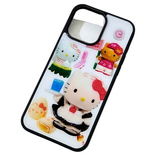 适用趣味可爱日系昭和hellokitty凯蒂猫复古bPhone1617promax131415promax亚克力手机壳