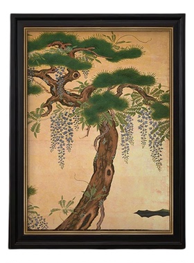 常青树》中古风高级感纯手绘油画客厅装饰画新中式玄关挂画好寓意