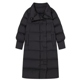 Goodland美地女装冬季时尚高克重厚实长款廓形大翻领羽绒服
