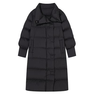 Goodland美地女装冬季时尚高克重厚实长款廓形大翻领羽绒服