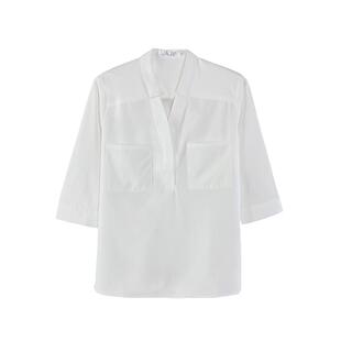 2026年v领衬衫女中袖工作服雪纺气质职业装七分袖白衬衣夏季薄款