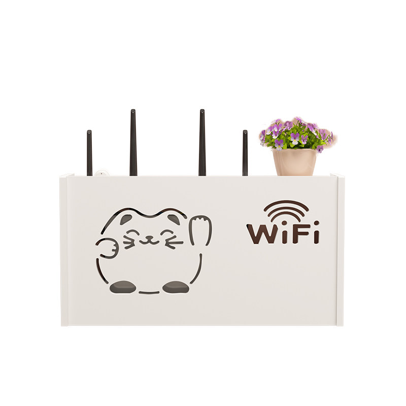 路由器置物架墙上客厅电视机顶盒卧室放wifi收纳盒架免打孔壁挂式