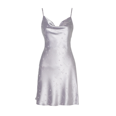 DPLAYSWEET轻奢缎面蝴蝶结提花短款吊带睡裙修身睡衣居家服2025年