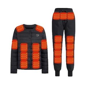 啄木鸟电热羽绒服套装男女款石墨烯智能温控保暖防寒充电加热裤子