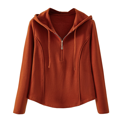 纯棉连帽半拉链卫衣女韩版长袖