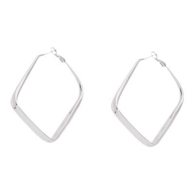 御姐气质银色方形极简耳环