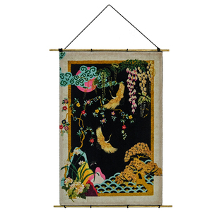 蜡笔派|中式古典|松鹤呈祥挂画铜杆挂毯画客厅装饰画餐厅背景挂画