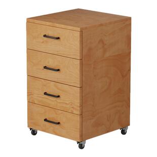 实木书柜四层文件柜抽屉柜子带万向轮桌下抽屉柜