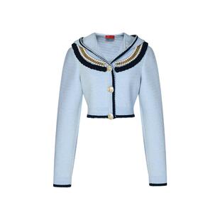 【刘些宁同款】lefame拉飞姆千金风miu系连帽毛针织衫外套上衣女