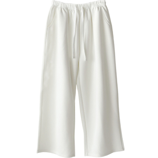 EGGWANG秋冬新款宽松阔腿白色休闲裤慵懒休闲卫裤女款百搭简约款