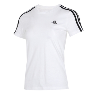 阿迪达斯短袖女装2026夏季新款白色纯棉半袖官方正品圆领运动T恤