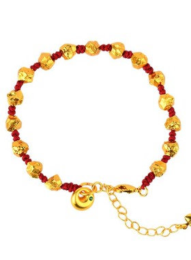 古法沙金锤纹陨石本命年手链