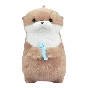 日本amuse正版可爱吃鱼水獭公仔玩偶娃娃毛绒包挂件钥匙扣小挂饰