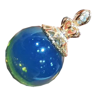 新品天然墨西哥蓝珀项链S925银镀18K金蓝珀吊坠5A净水无杂锁骨链