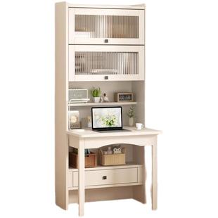 折叠书桌书架一体桌简易卧室学生家用写字桌实木电脑台式办公桌子