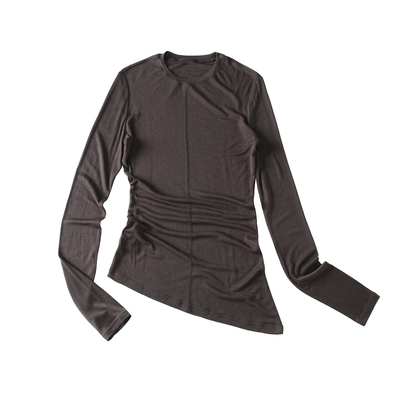 SINGLE MOMENT 25AW法式莱赛尔羊毛混纺叠穿长袖T恤打底衫上衣女