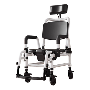 半躺式老人坐便椅带轮洗澡椅可坐可躺残疾人多功能移动马桶坐便器