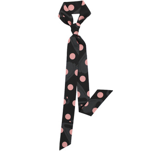 黑粉天鹅波点长丝巾发带女编发外出绑发绑包飘带复古发箍扎头发饰