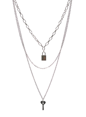 crivla欧美风多层锁女钥匙项链